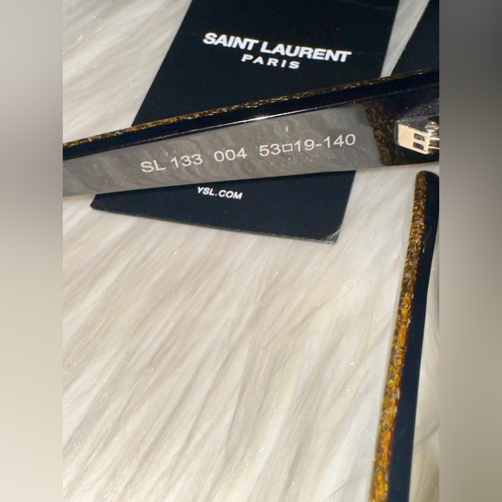 New Saint Laurent Gold Glitter Butterfly Frame Sunglasses - Picture 9 of 10